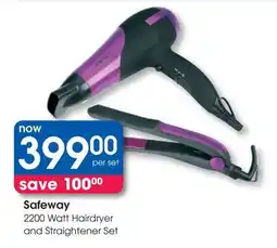 Clicks Safeway 2200 Watt Hairdryer and Straightener Set offer