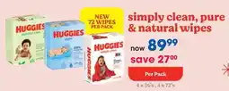 Clicks Huggies simply clean, pure & natural wipes offer