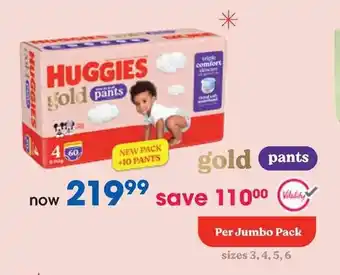 Clicks HUGGIES Gold Pants offer