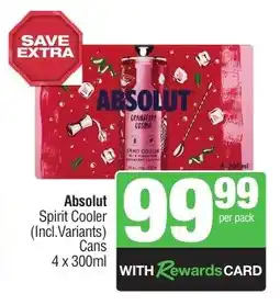 Spar Tops Absolut Spirit Cooler (Incl. Variants) Cans offer