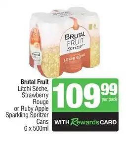 Spar Tops Brutal Fruit Litchi Sèche, Strawberry Rouge or Ruby Apple Sparkling Spritzer Cans offer