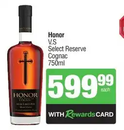 Spar Tops Honor V.S Select Reserve Cognac offer