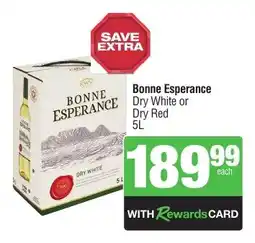 Spar Tops Bonne Esperance Dry White or Dry Red offer