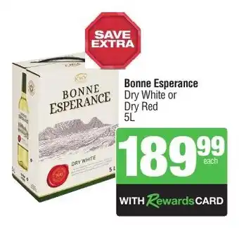 Spar Tops Bonne Esperance Dry White or Dry Red offer