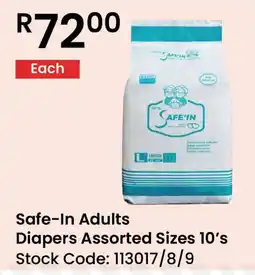 Africa Cash and Carry Safe-In Adults Diapers Assorted Sizes offer