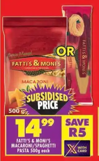 Shoprite Fatti's & Moni's macaroni/spaghetti pasta offer