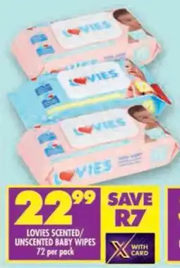 Shoprite Lovies scented/ unscented baby wipes offer