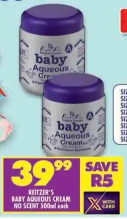 Shoprite Reitzer's baby aqueous cream no scent offer