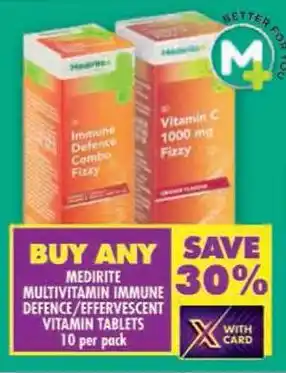 Shoprite Medirite multivitamin immune defence/effervescent vitamin tablets offer