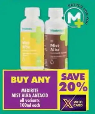 Shoprite Medirite mist alba antacid all variants offer