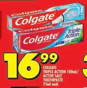 Shoprite Colgate triple action/ active salt toothpaste offer