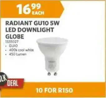 BUCO Radiant gu10 5w led downlight globe offer