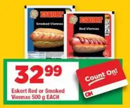 OK Grocer Eskort Red or Smoked Viennas offer