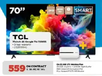 HiFi Corp TCL 70-inch 4K Google TV-70P655 offer