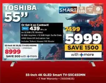 HiFi Corp TOSHIBA 55-inch 4K QLED Smart TV-55C450MN offer