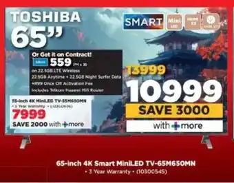 HiFi Corp TOSHIBA 65-inch 4K Smart MiniLED TV-65M650MN offer