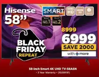 HiFi Corp Hisense 58-inch Smart 4K UHD TV-58A6N offer