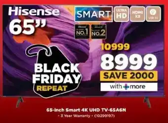 HiFi Corp Hisense 65-inch Smart 4K UHD TV-65A6N offer