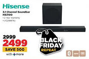 HiFi Corp Hisense 3.1 Channel Soundbar offer