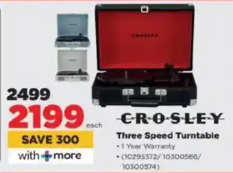 HiFi Corp CROSLEY Three Speed Turntable offer