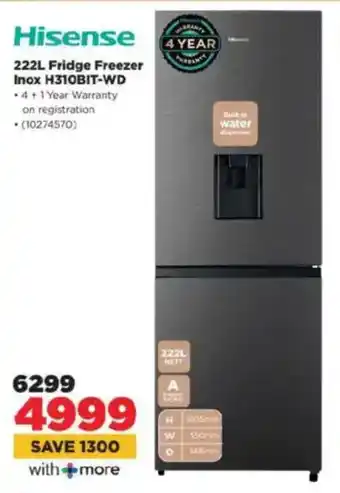 HiFi Corp Hisense Fridge Freezer Inox H310BIT-WD offer