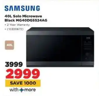 HiFi Corp SAMSUNG Solo Microwave Black MG40DG5524AG offer