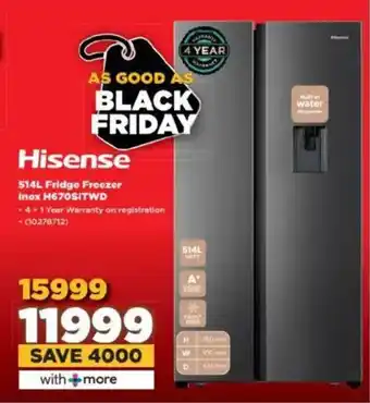 HiFi Corp Hisense Fridge Freezer Inox H670SITWD offer