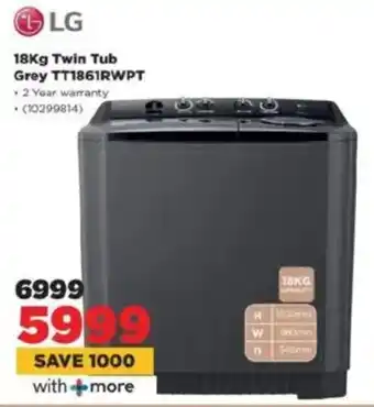 HiFi Corp LG Twin Tub Grey TT1861RWPT offer