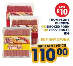 Econo Foods Thompsons chicken or smoked pork or red viennas offer