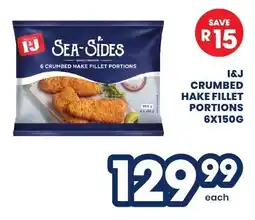 Econo Foods I&J crumbed hake fillet portions offer