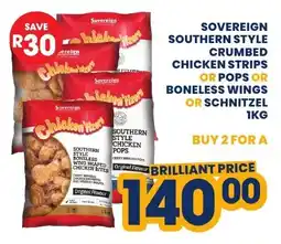 Econo Foods Sovereign southern style crumbed chicken strips or pops or boneless wings or schnitzel offer