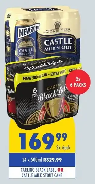 Tabooz Carling black label or castle milk stout cans offer