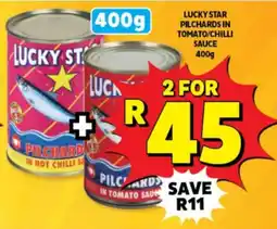 Usave Lucky star pilchards in tomato/chilli sauce offer