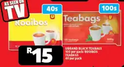 Usave Ubrand black teabags/ Rooibos teabags offer