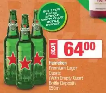 Spar Tops Heineken Premium Lager Quarts offer