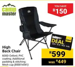 Builders Warehouse Camp Master High Back Chair offer