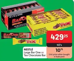 Makro NESTLÉ Large Bar One or Tex Chocolate Bar offer