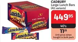 Makro CADBURY Large Lunch Bars offer