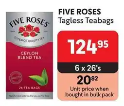 Makro FIVE ROSES Tagless Teabags offer