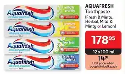 Makro AQUAFRESH Toothpaste Fresh & Minty, Herbal, Mild & Minty or Lemon offer