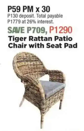 House & Home Tiger Rattan Patio Chair with Seat Pad offer