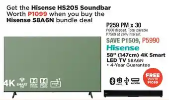 House & Home Hisense 58" (147cm) 4K Smart LED TV offer