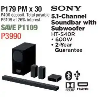 House & Home SONY 5.1-Channel Soundbar with Subwoofer offer