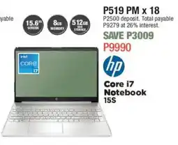 House & Home HP Core i7 Notebook 15S offer