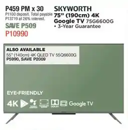 House & Home SKYWORTH 75" (190cm) 4K Google TV offer