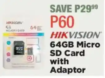 House & Home HIKVISION 64GB Micro SD Card with Adaptor offer