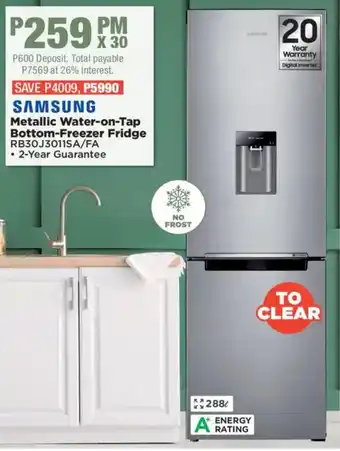 House & Home SAMSUNG Metallic Water-on-Tap Bottom-Freezer Fridge offer