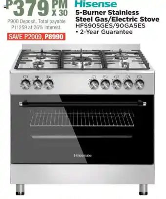 House & Home Hisense 5-Burner Stainless Steel Gas/Electric Stove offer