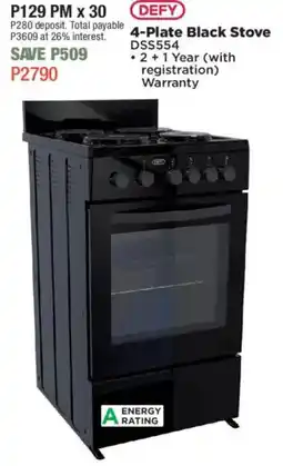 House & Home DEFY 4-Plate Black Stove offer