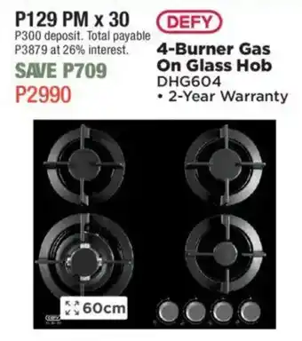 House & Home DEFY 4-Burner Gas On Glass Hob offer